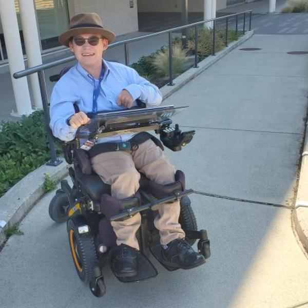 Wheelchair user on ramp